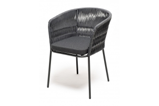 MR1002073 стул из роупа, каркас алюминий темно-серый муар, роуп серый 15мм, ткань темно-серая 027
